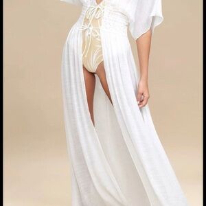 Lulu's White Boho Maxi Swim Cover Up